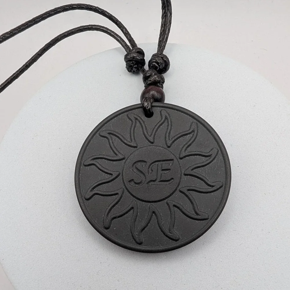 Cosway SE Pendant Scalar Energy Volcanic Lava Stone Necklace Black Sun Korea